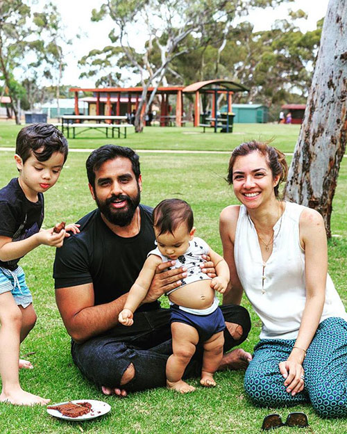 Josh Thomas, his wife Sara and kids Jacob and Jordan 